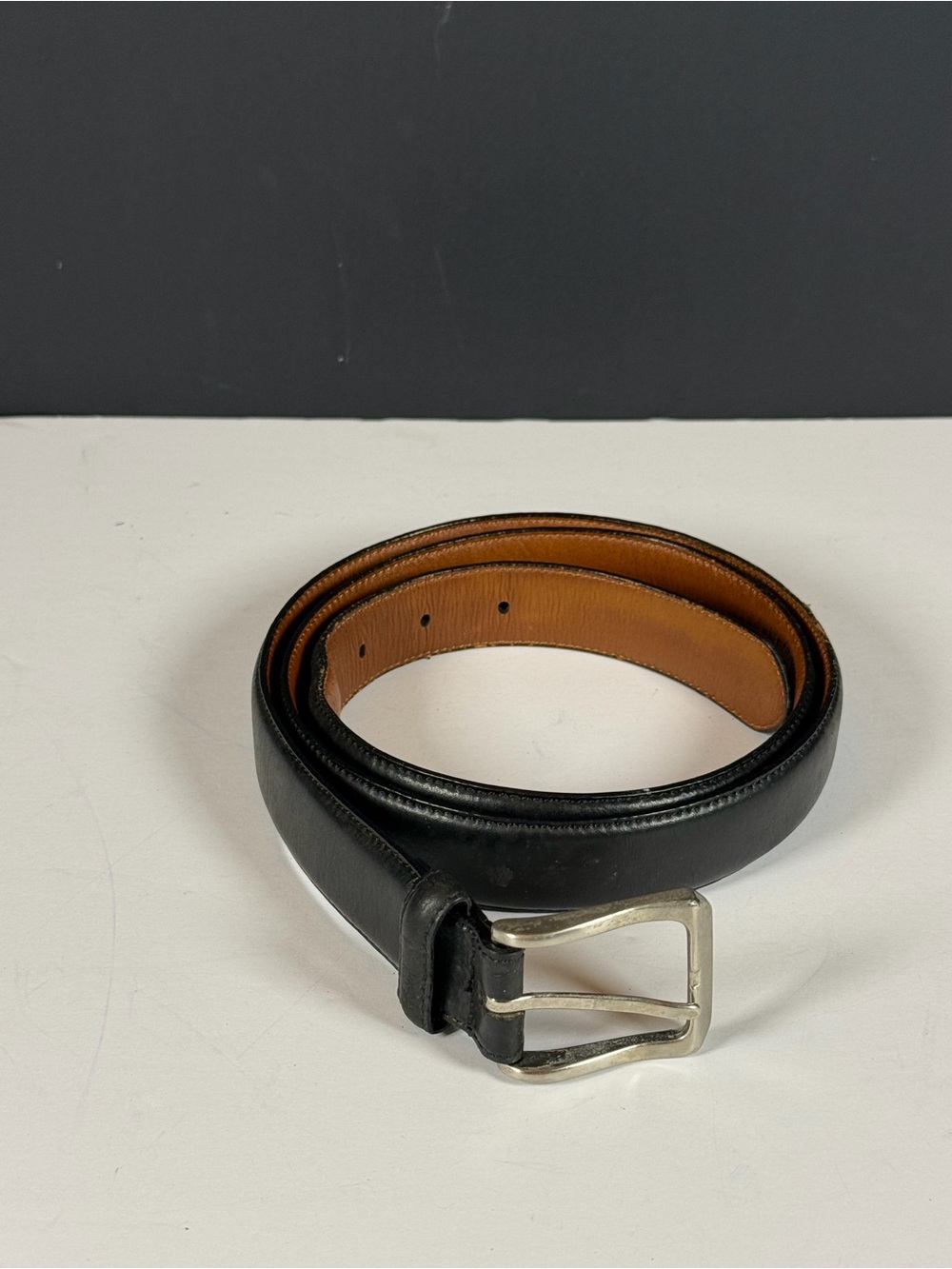 Vintage Coach Black Leather Dress Belt Engraved Silver Buckle Mens 40 45" Long